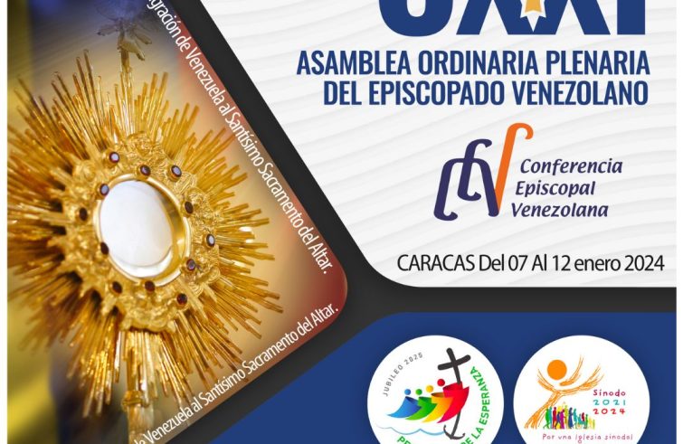 Venezuela: Obispos, XXI Asamblea General del 7 al 12 de enero en Caracas.  La sesión inaugural será el 8 de enero