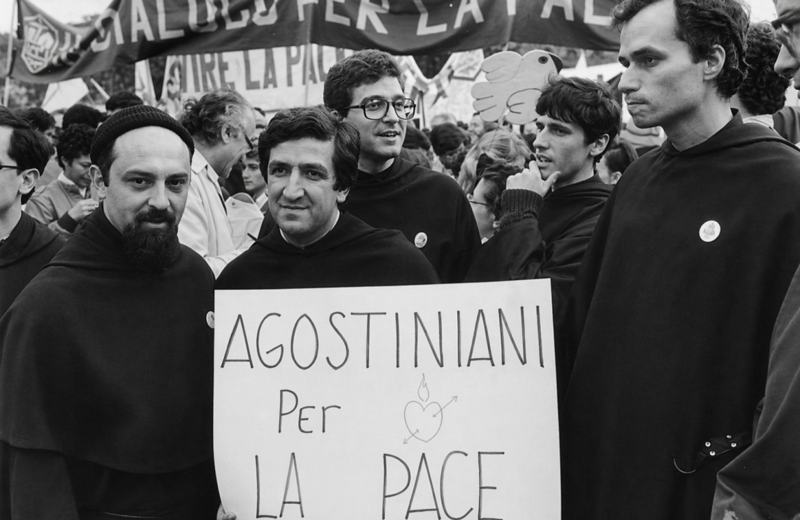 La foto del 1983: Prevost è in piazza per la pace